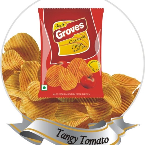 Crinkled cassava chips - tangy tomato